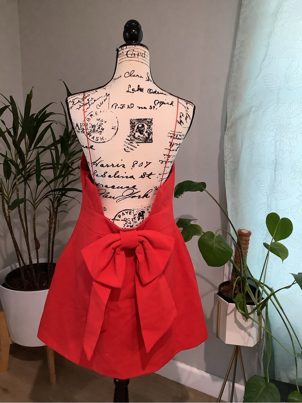 Zara Red Backless Dress with Bow